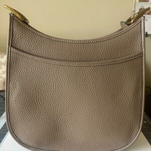 Elegant Taupe Leather Shoulder Bag